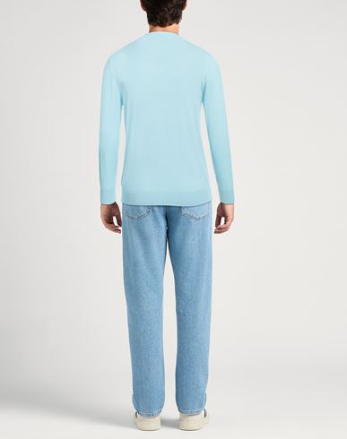 Man Sweater Sky blue Size 42 Cotton