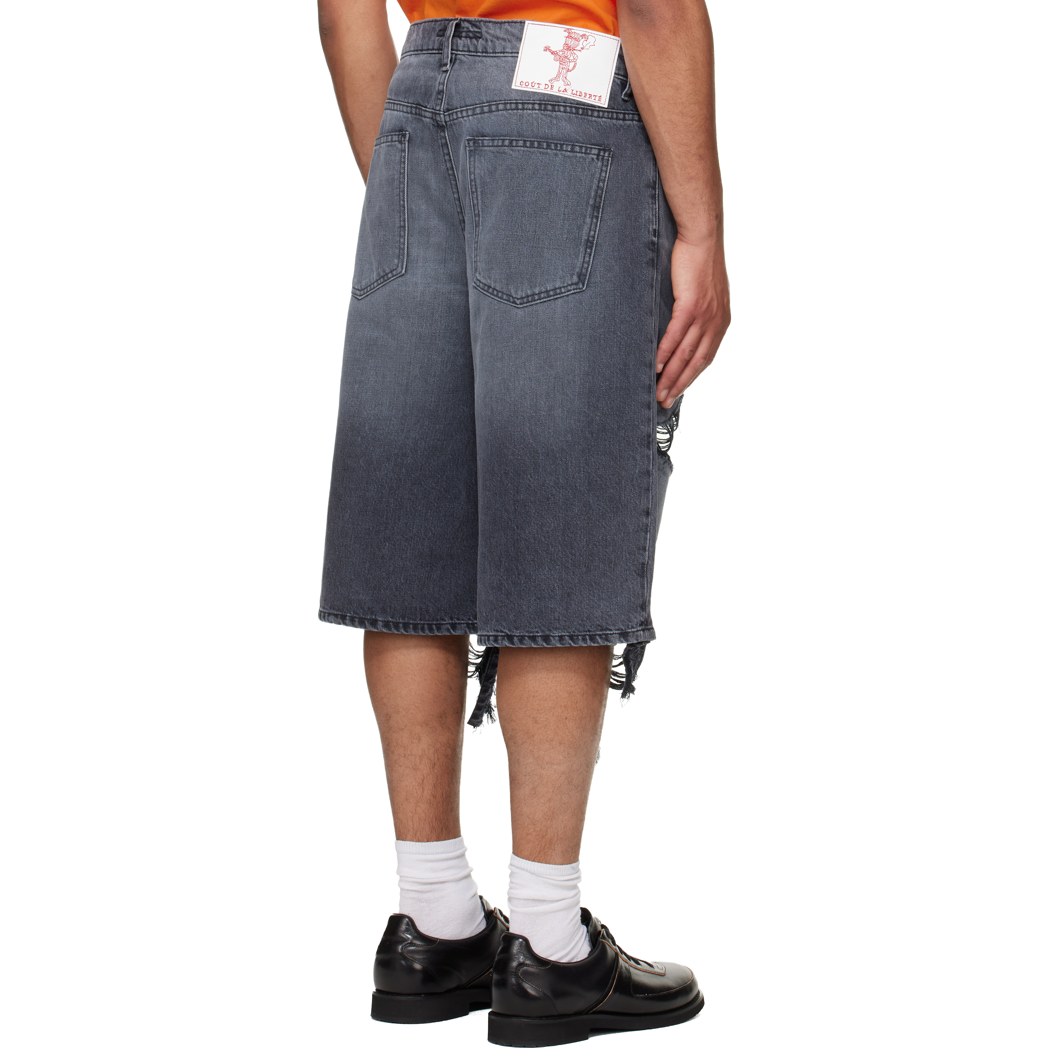 Black Zander Rigid Denim Baggy Shorts