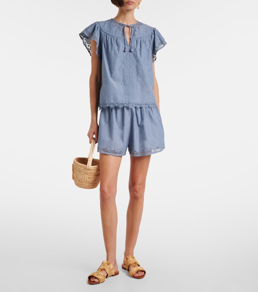 Effie lace-trimmed cotton top