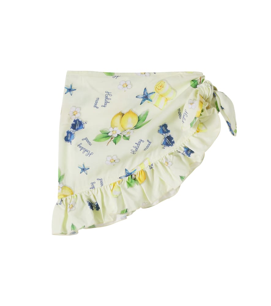 Printed cotton beach cover-up