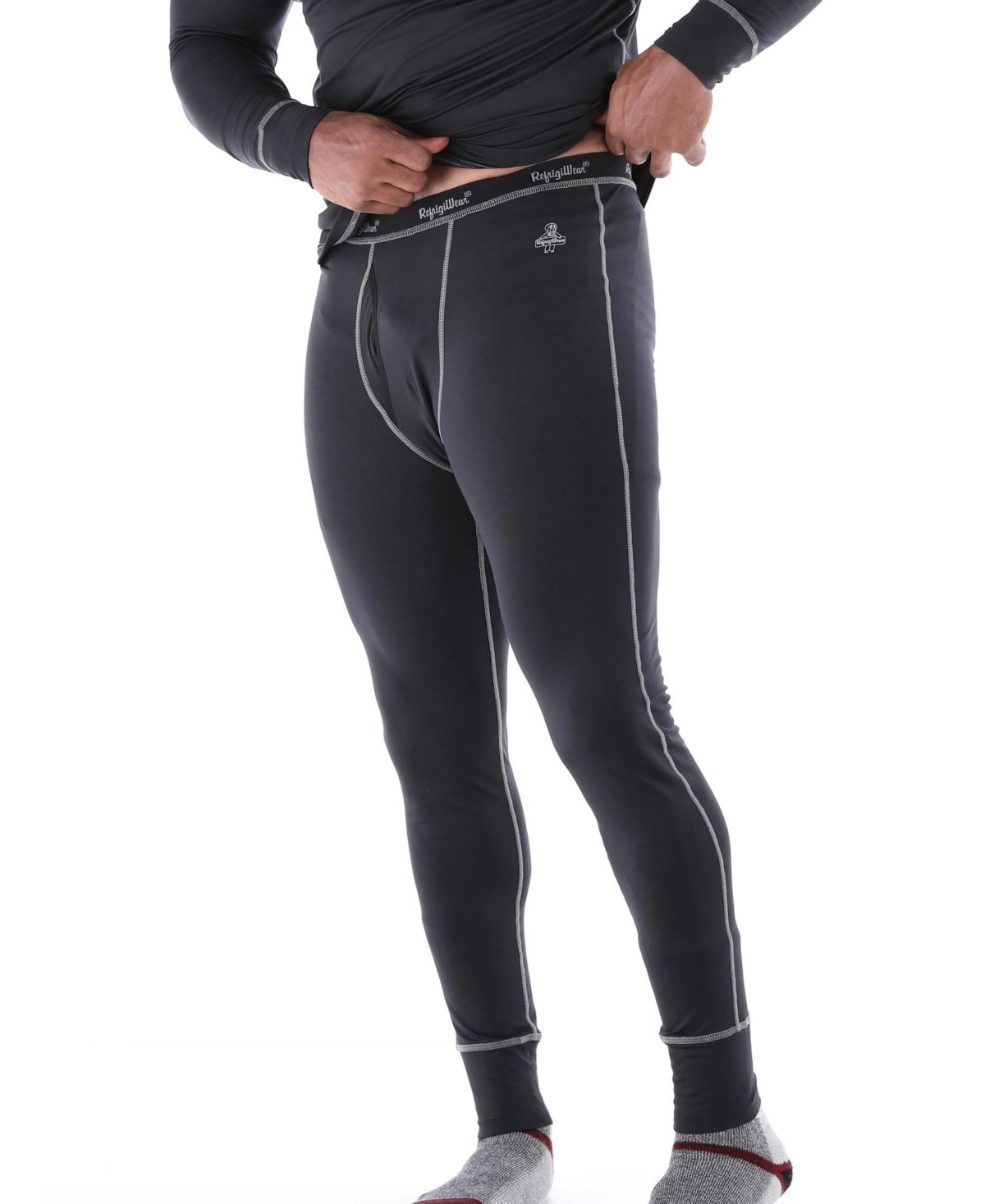Big & Tall Lightweight Stretch Knit Base-Layer Bottoms - Black