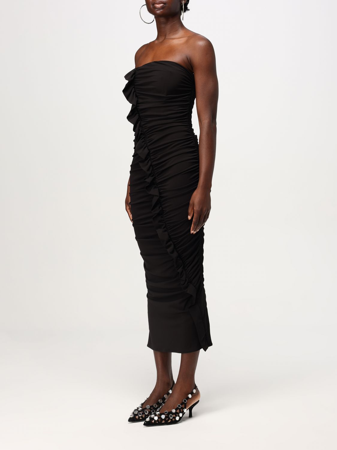 Ruched midi dress - Black