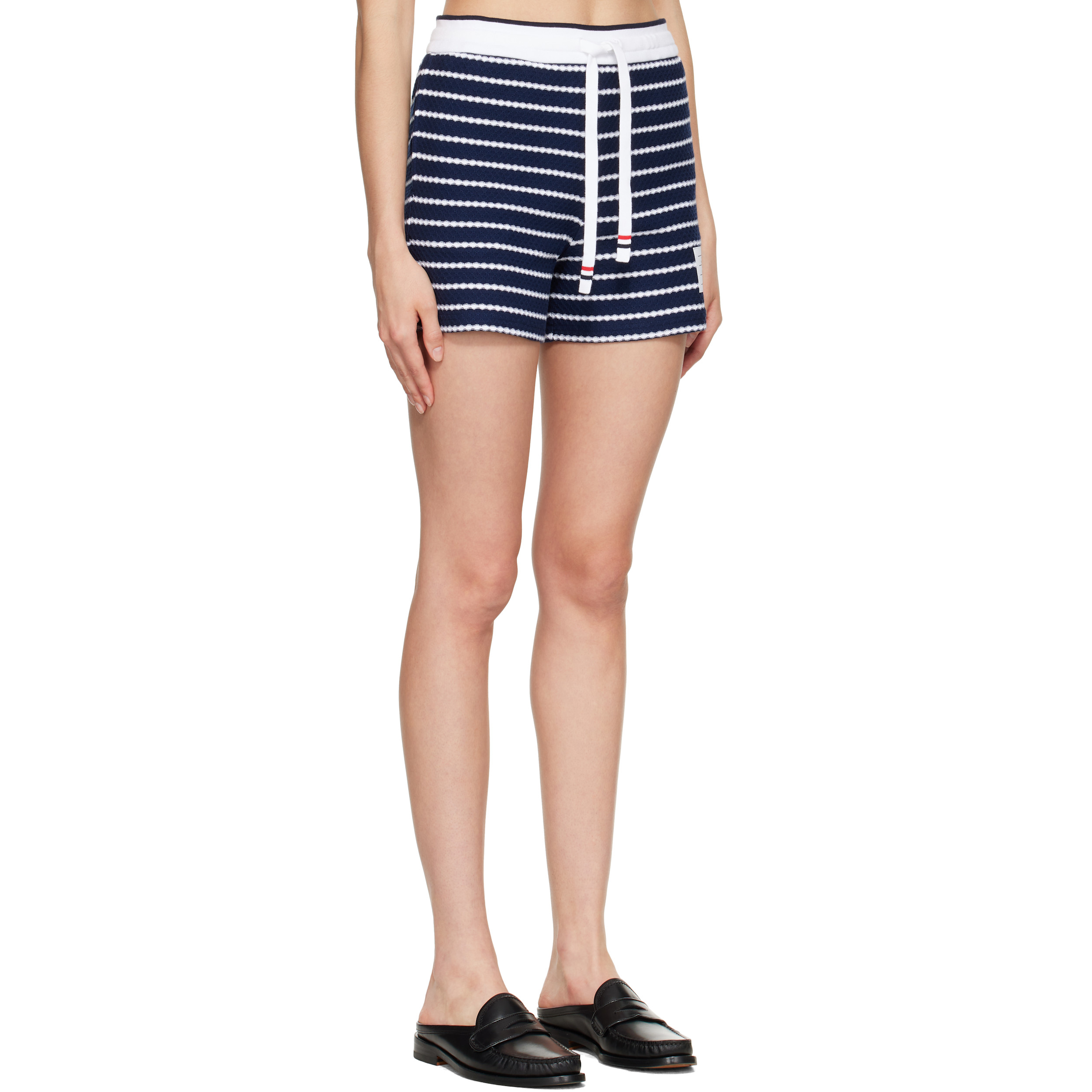 Navy Striped Honeycomb Shorts