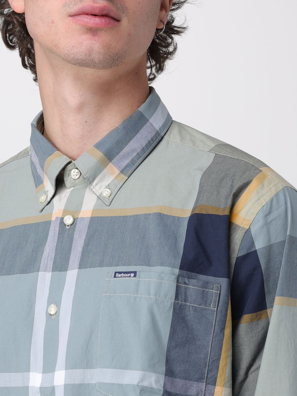 Long-sleeve plaid cotton shirt - Neutrals