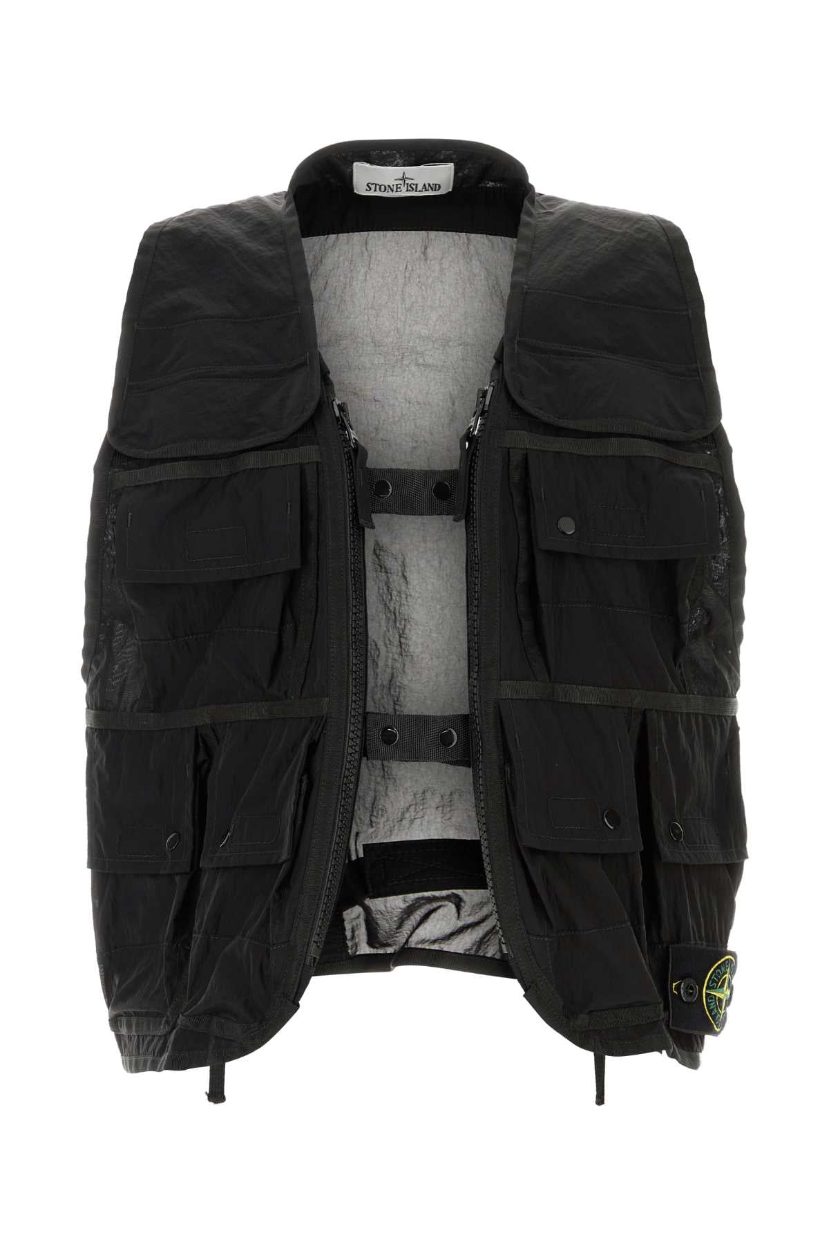 Multi-Pocket Nylon Jacket — Black