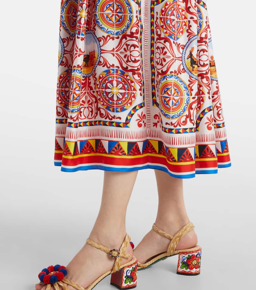Printed silk midi dress