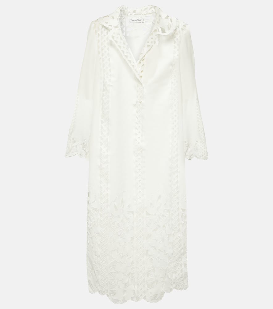 Floral trellis guipure lace-trimmed tunic