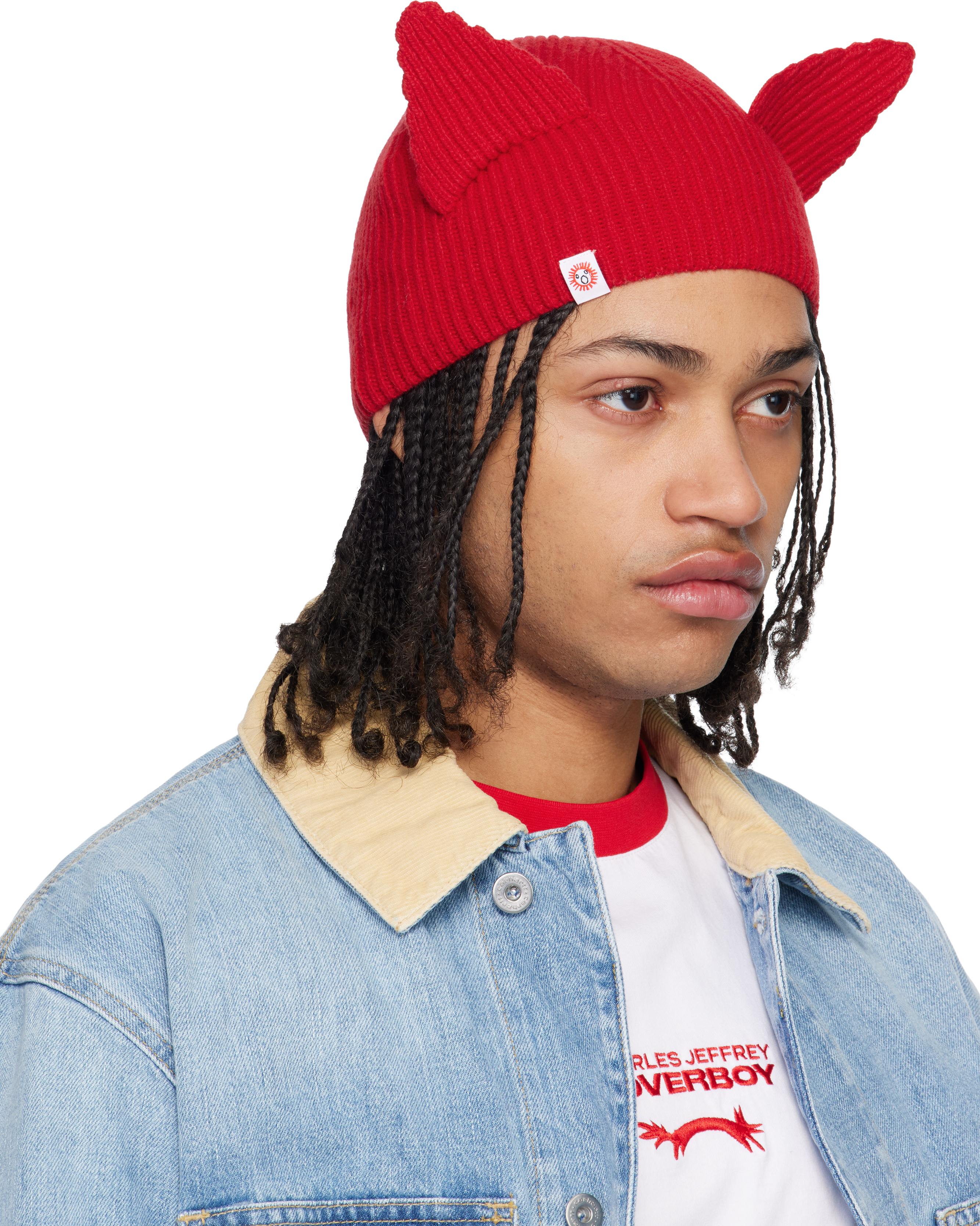 Red Ears Rib Beanie