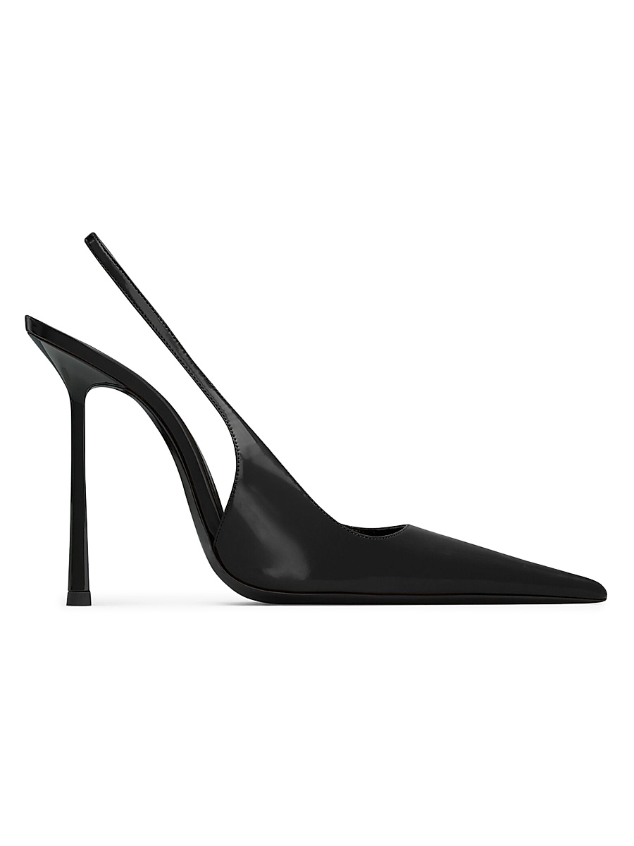 Women's Vendome Slingback Pumps in Glazed Leather - Black