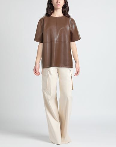Woman Top Chocolate brown Size S Polyester
