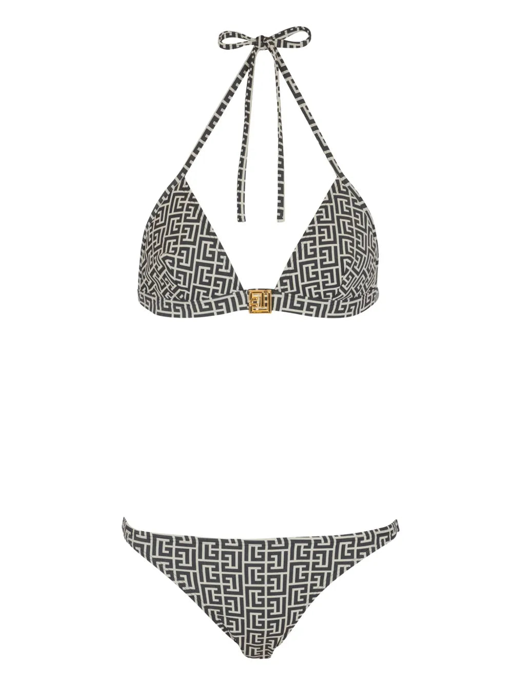 Jacquard-Pattern Bikini — Black