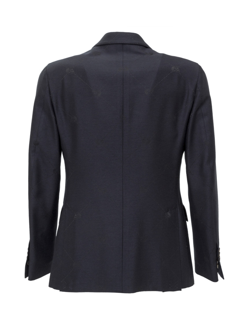 Black Textured Notched Lapel Jacket