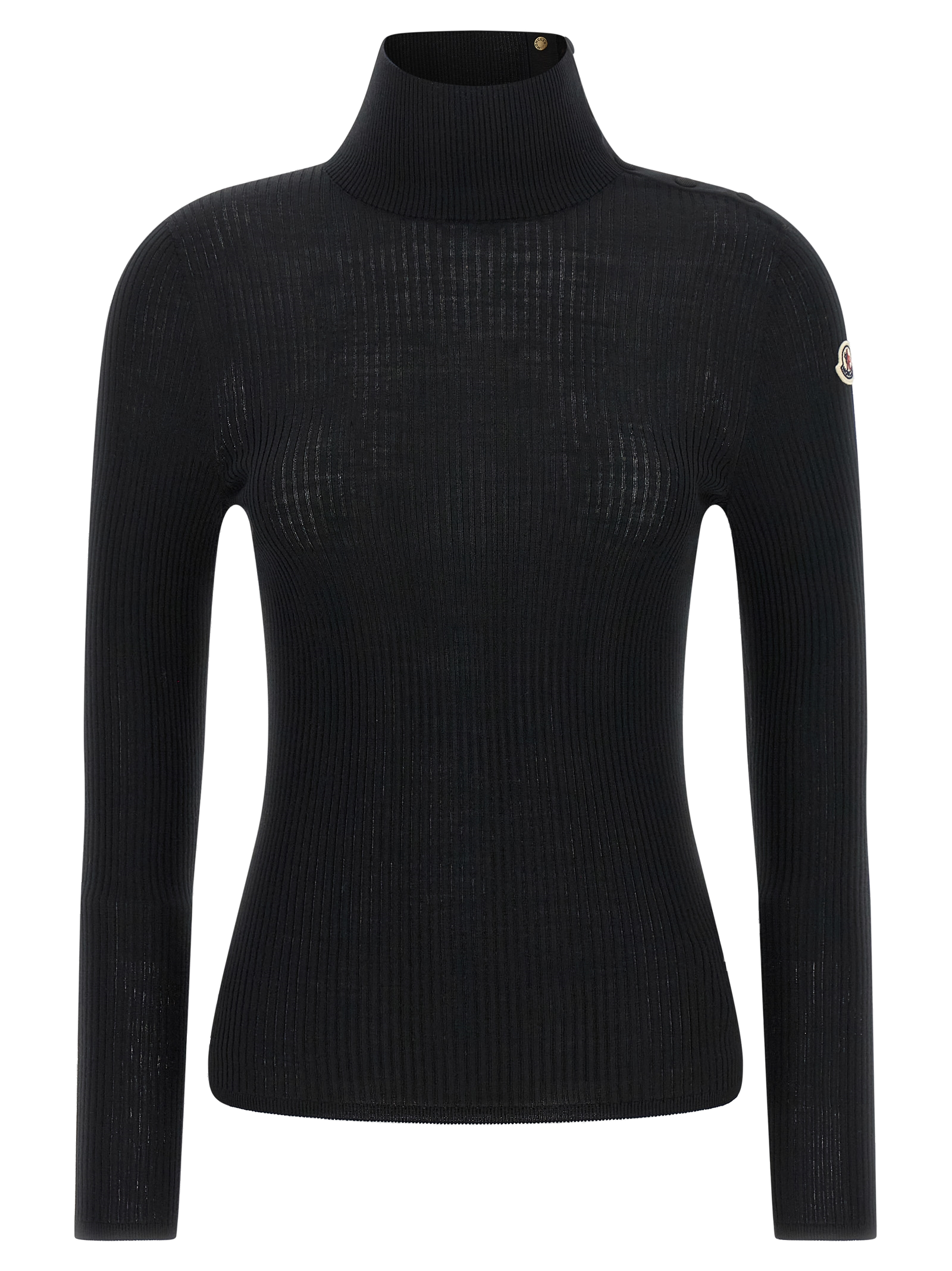 Virgin Wool Ribbed Sweater — Black