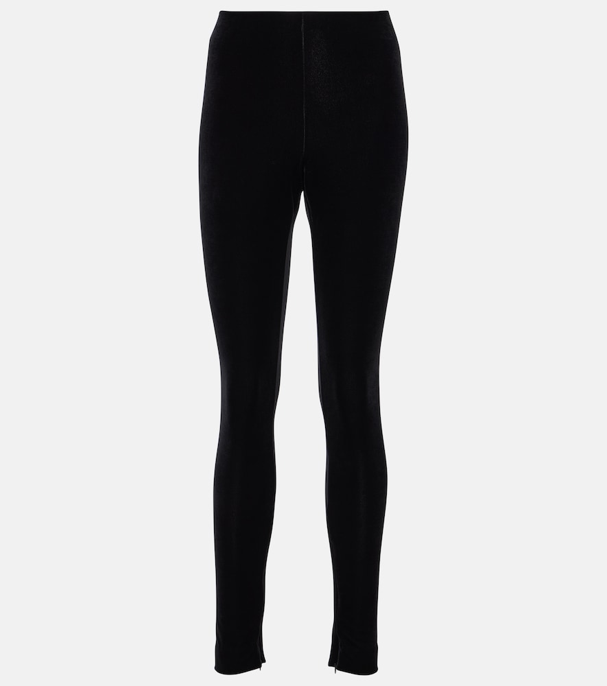 High-rise velvet leggings