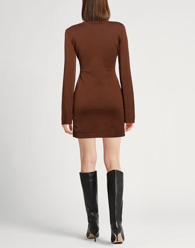 Woman Mini dress Brown Size M Virgin Wool
