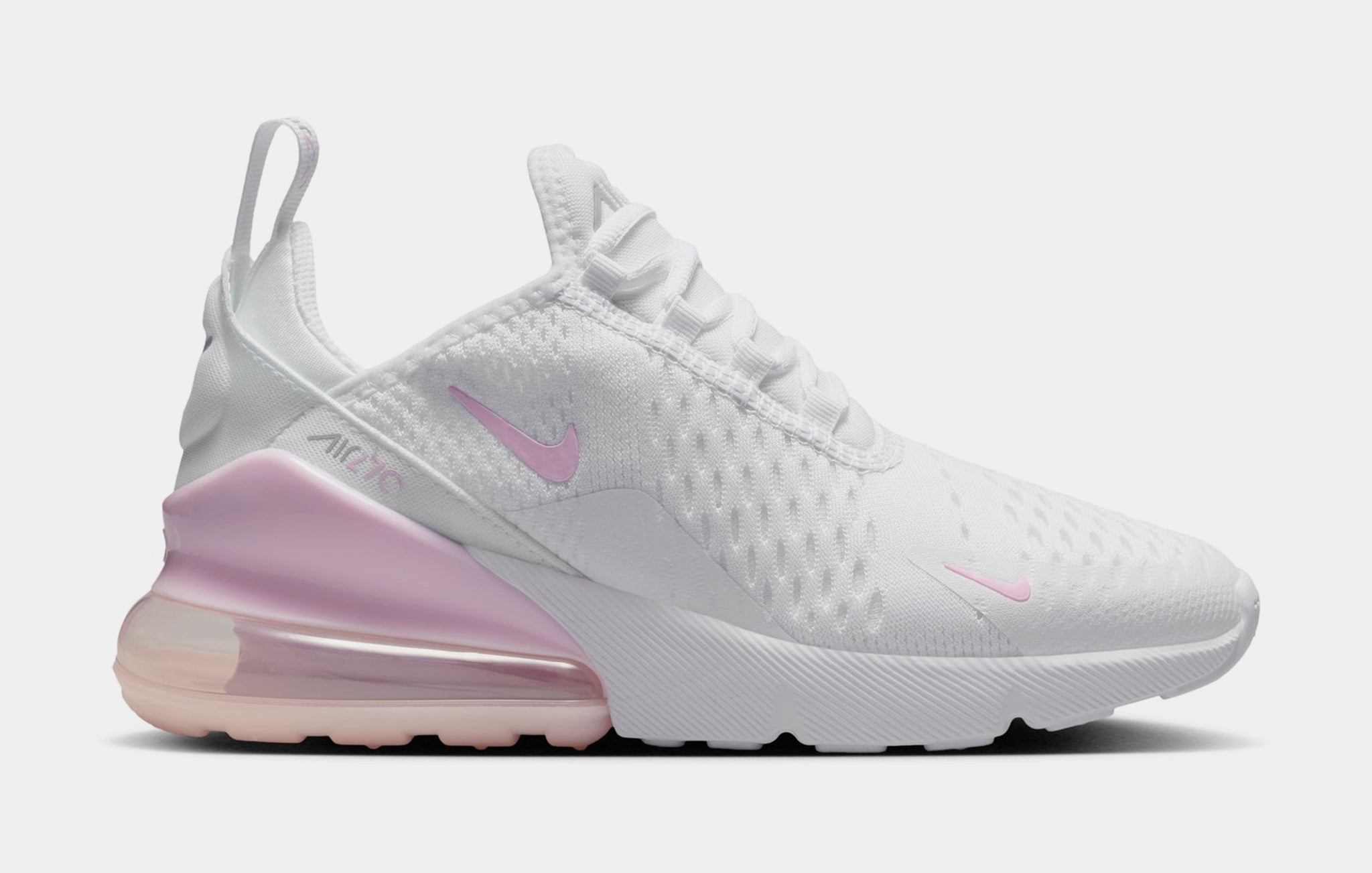 Grade School Air Max 270 'White Light Smoke Grey Pink Foam Gs' Sneakers