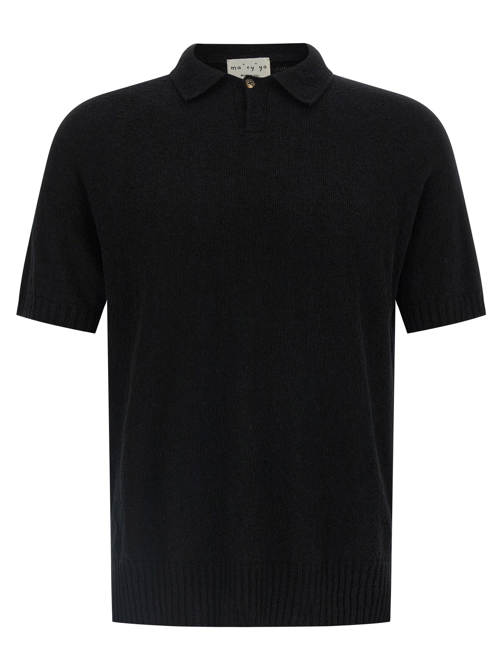 Spongy Cotton Blend Polo Shirt — Black