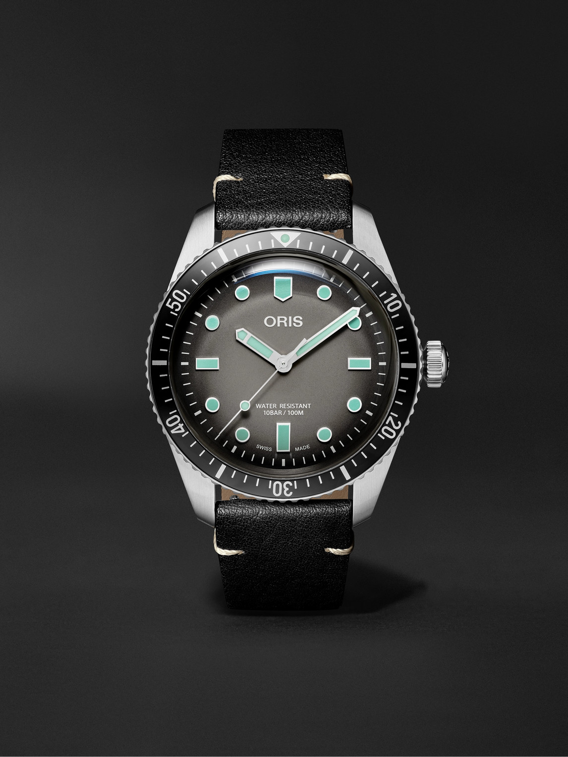Divers Sixty-Five Automatic 40mm Stainless Steel and Leather Watch, Ref. No. 01 733 7707 4053-07 5 20 89 - Men - Gray