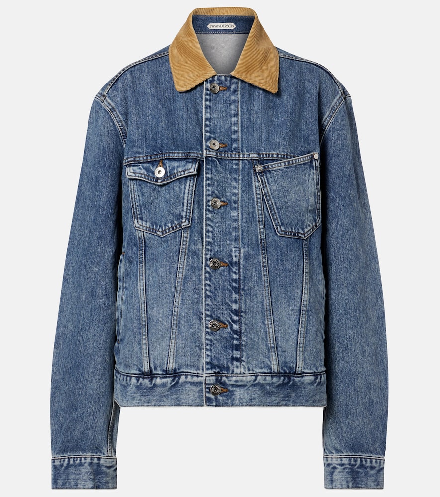 Corduroy-trimmed denim jacket