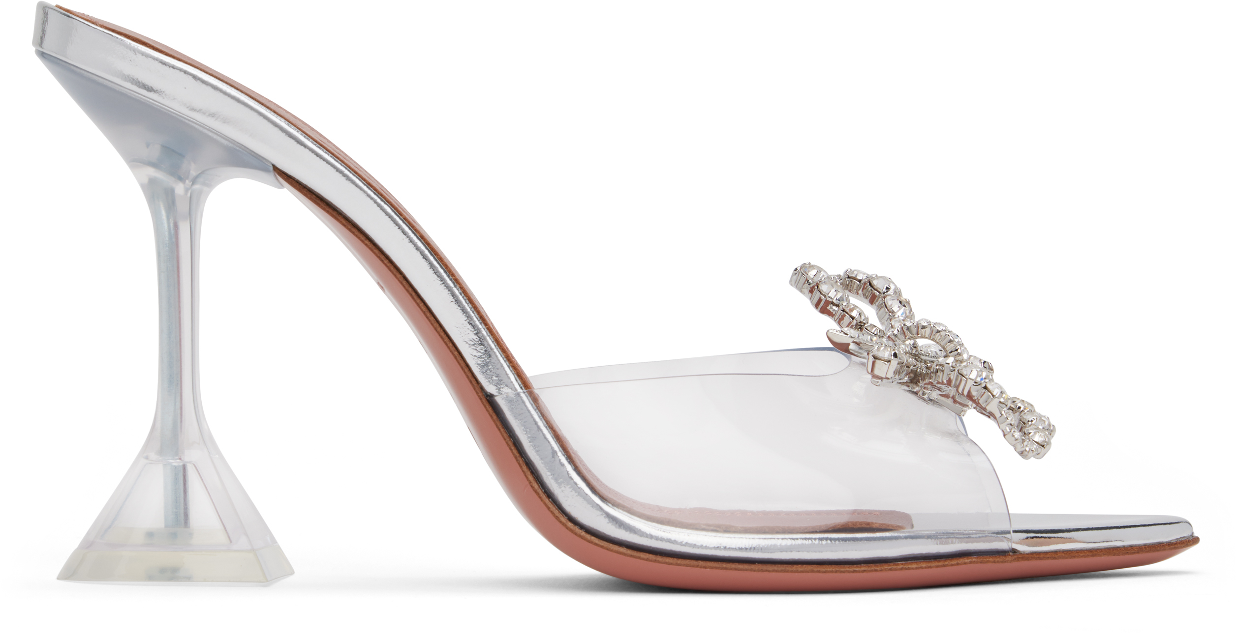 Amina Muaddi Transparent Rosie Glass Slipper Heeled Sandals