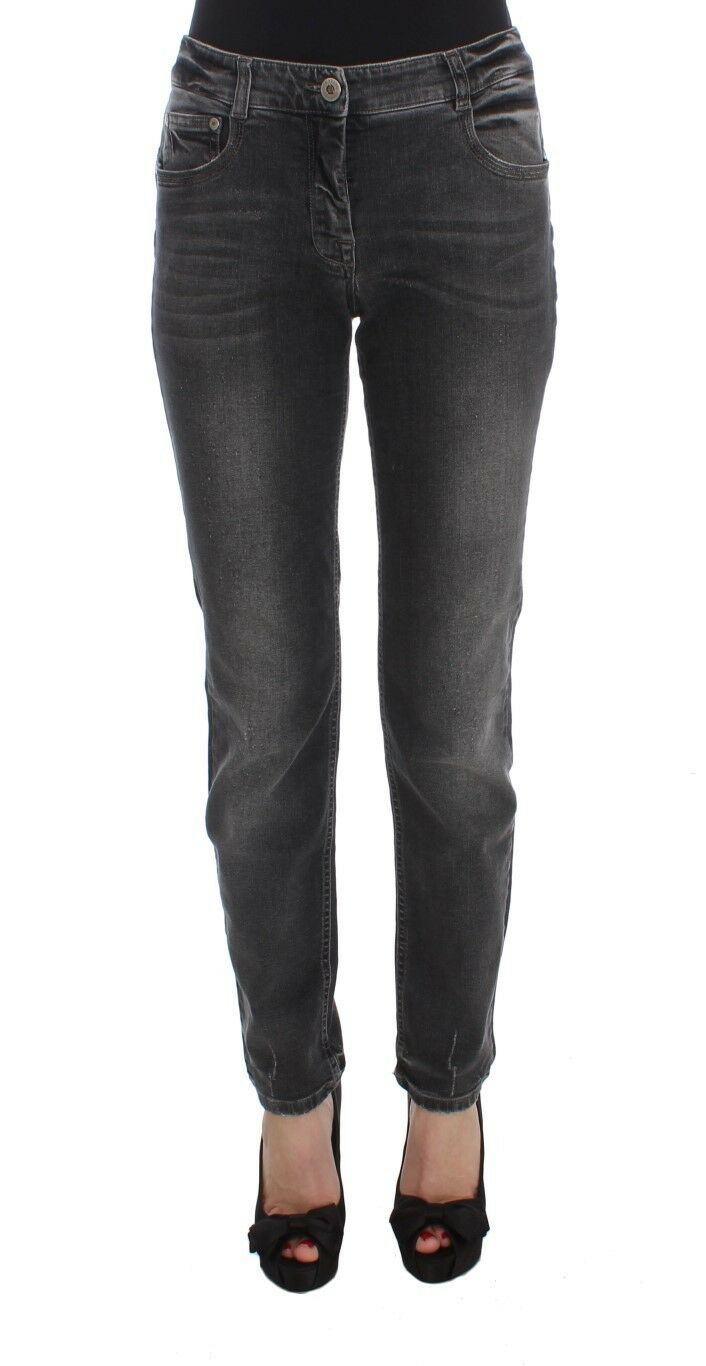Gray Wash Cotton Blend Stretch Jeans — Gray