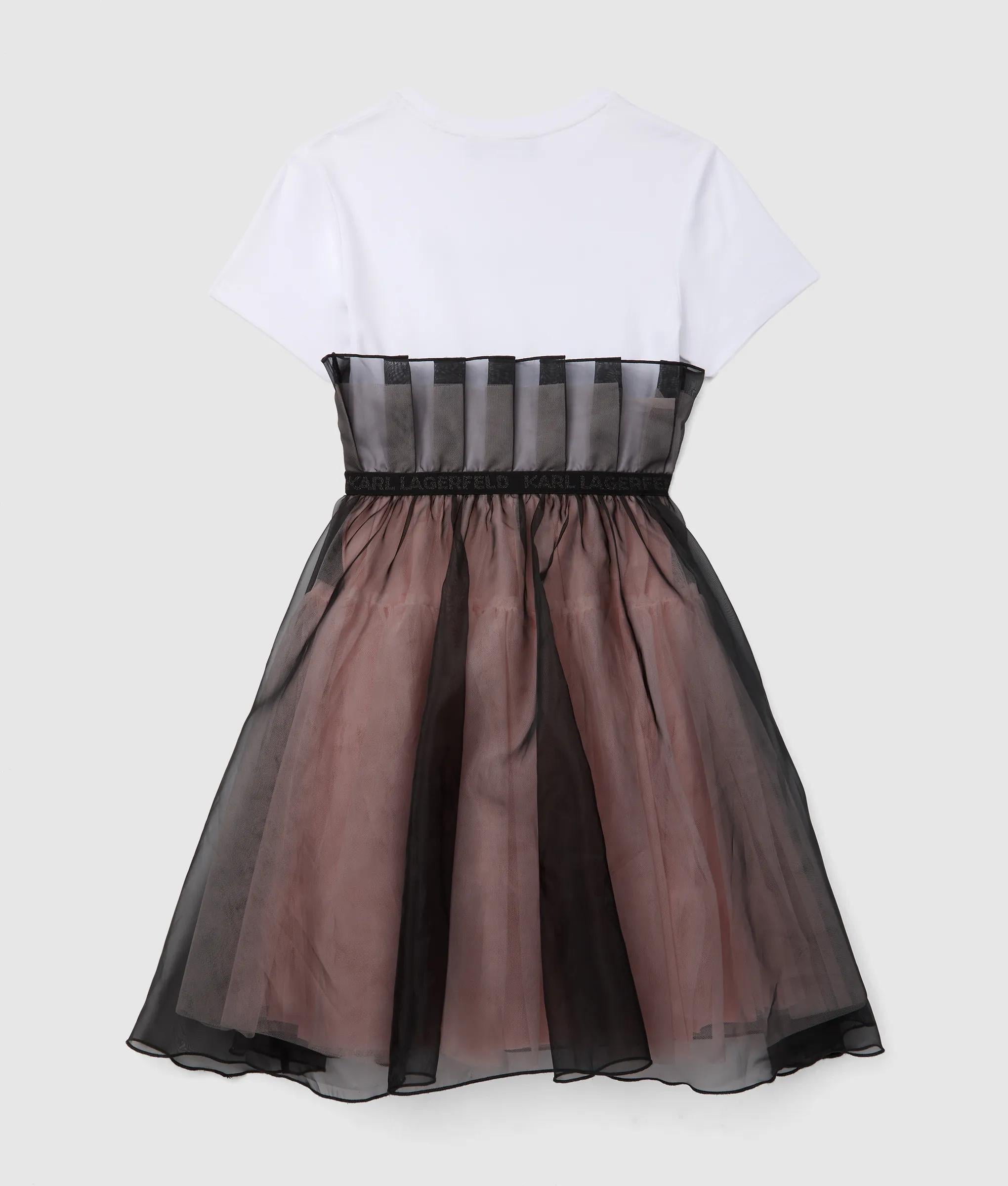 Karl Lagerfeld - Mesh-kleid Für Mädchen, Weiss/pink, Größe: 10y