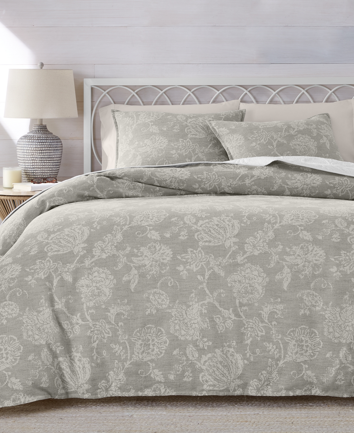 Jacobean Chenille 3-Pc. Duvet Set, King, Exclusively at Macy's - Grey