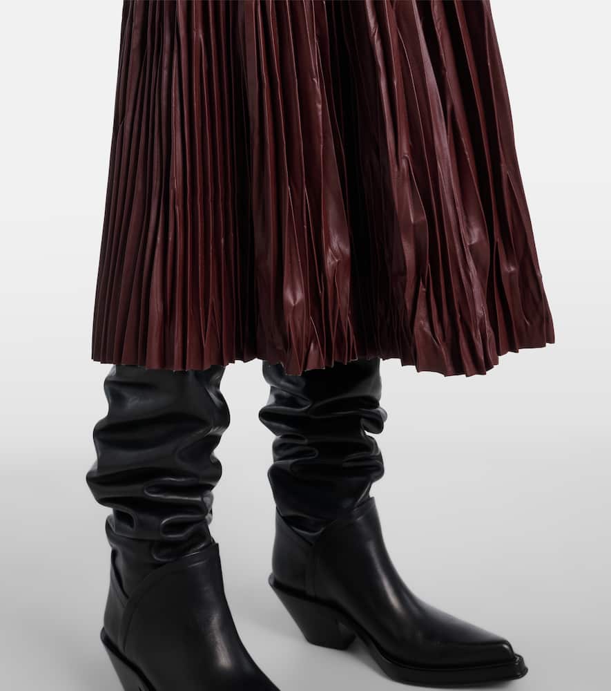 Rosalyn plissé faux leather midi skirt