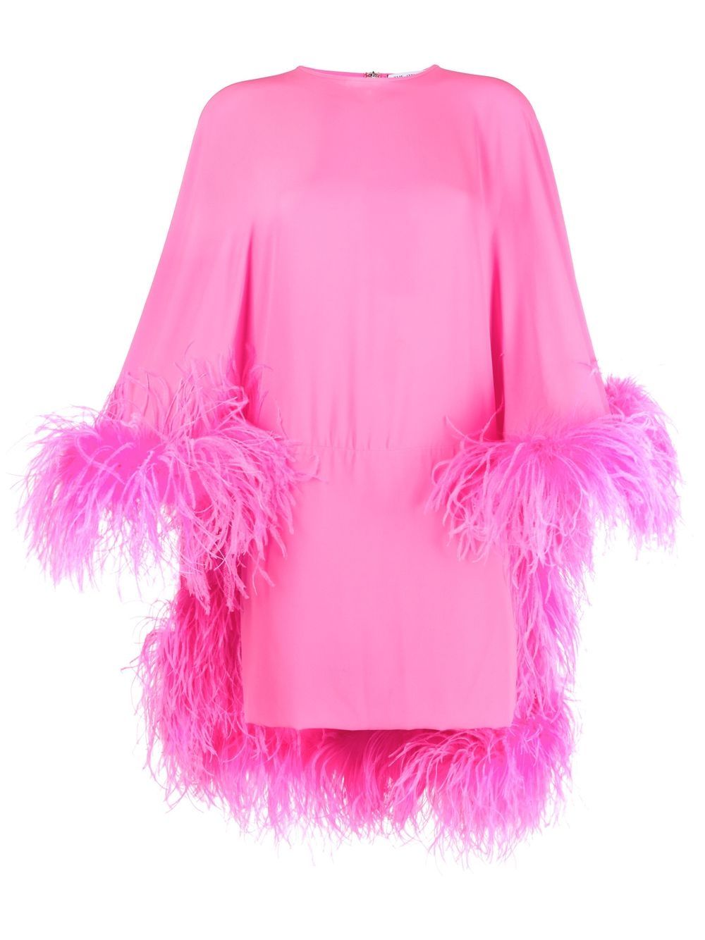 Feather-embellished mini dress - Pink
