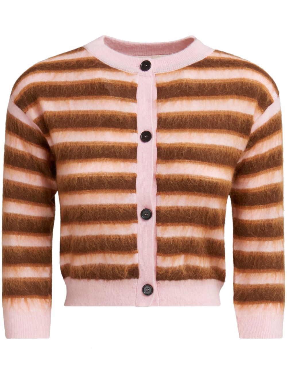 Striped brushed wool cardigan - Pink