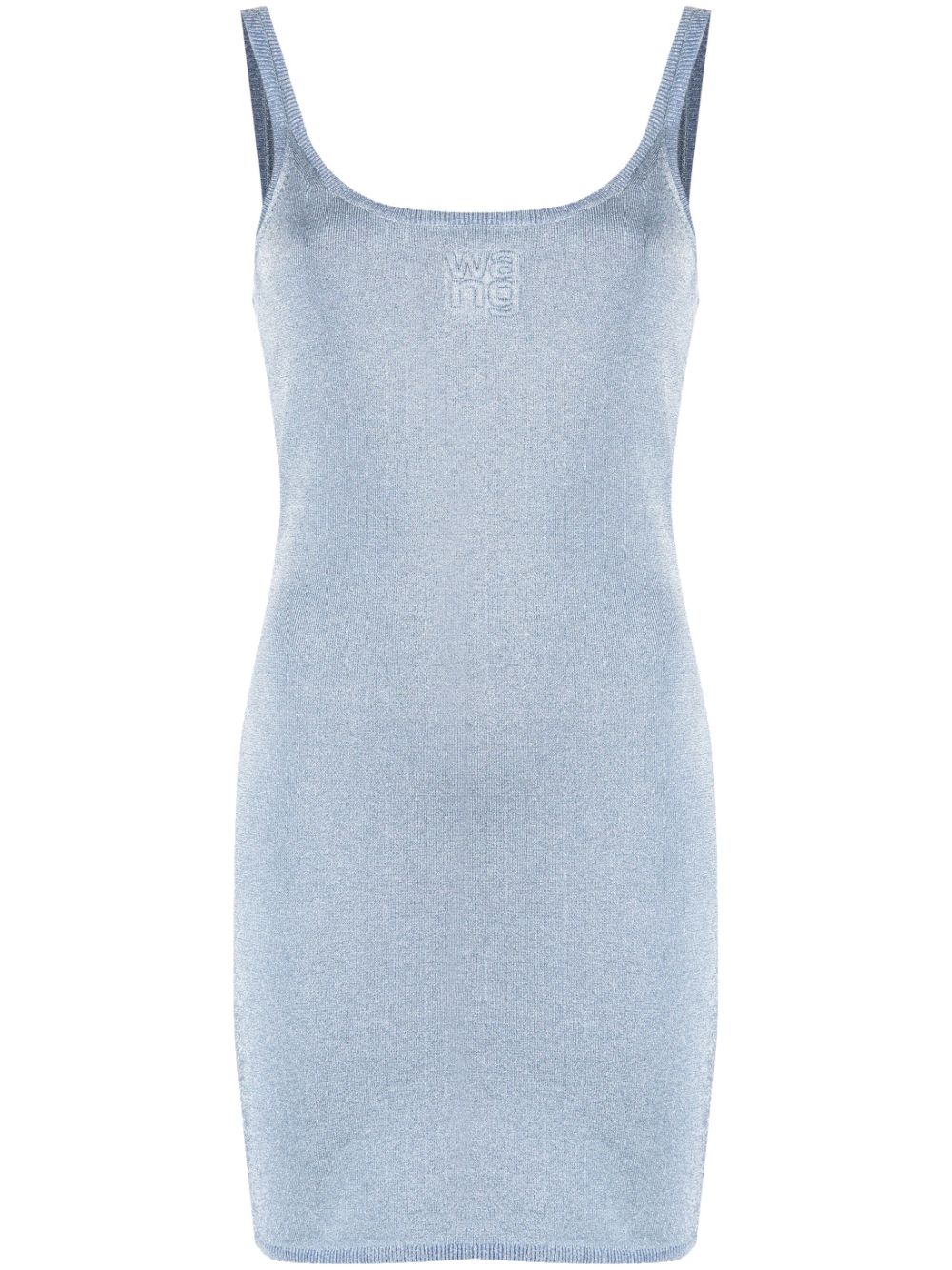 Logo-embossed fine-knit short dress - Blue