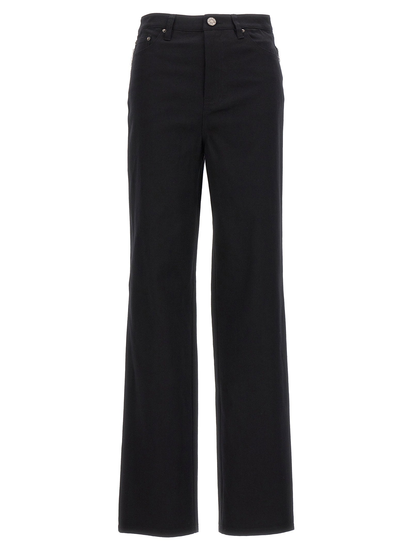 High-Rise Twill Jeans — Black