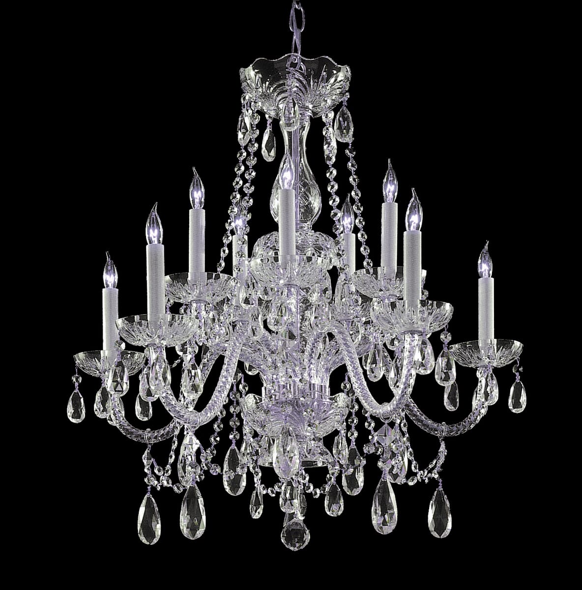 Traditional Crystal 10-Light 26" Chandelier in Polished Bra