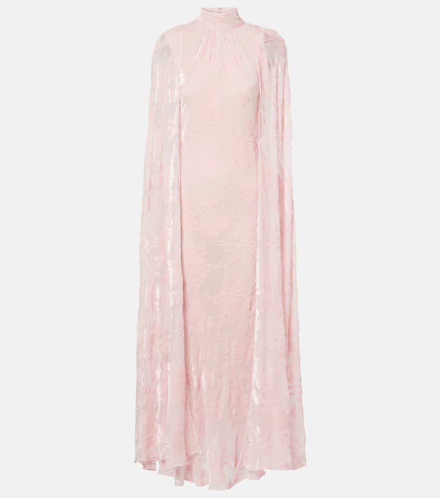 Caped velvet devoré gown