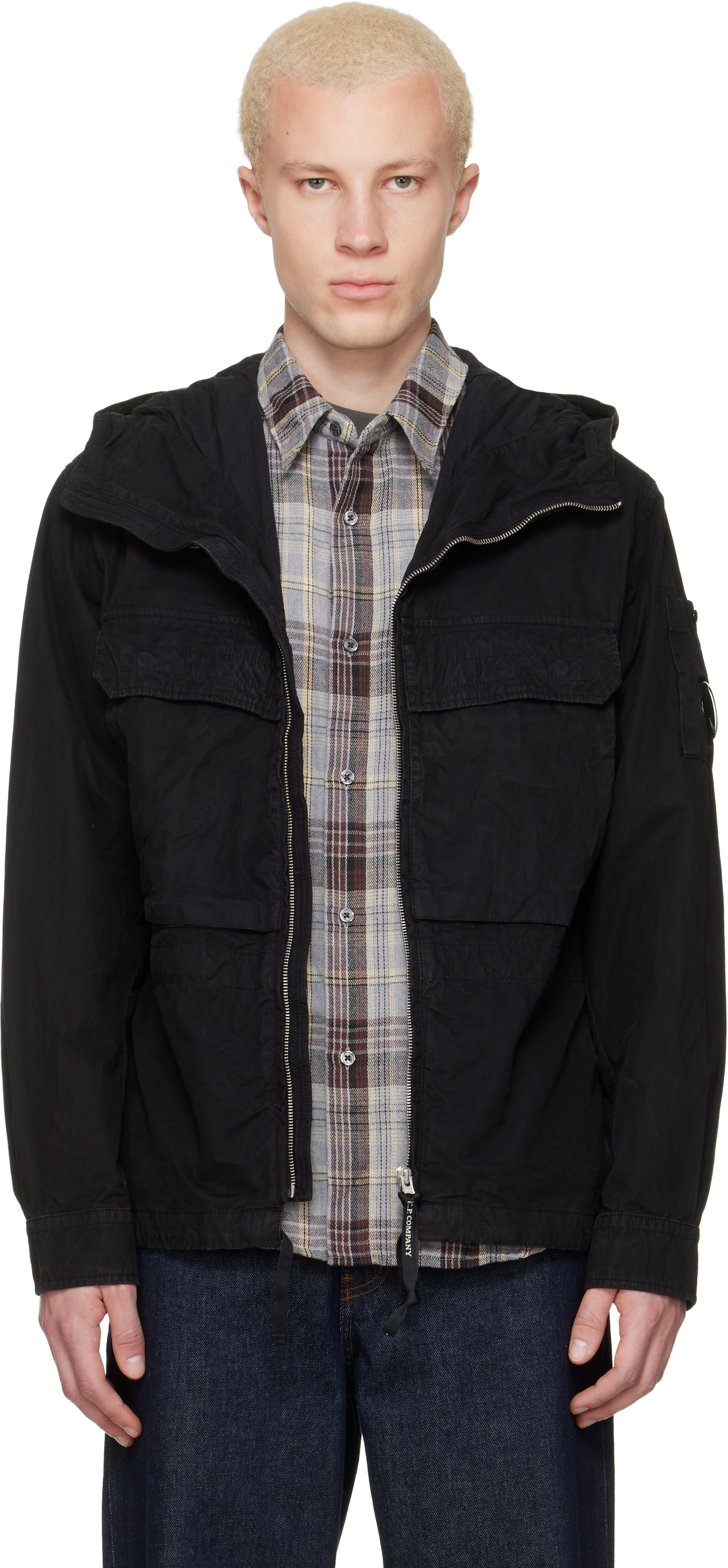 Black Micro-Reps Hooded Lens Overshirt