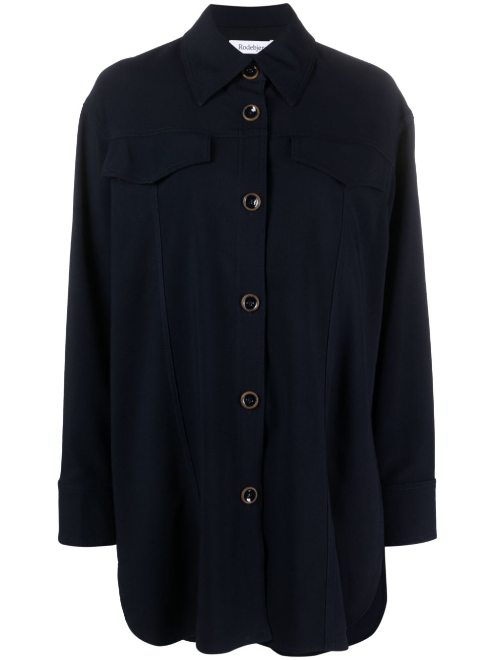 Pointed-collar button-up shirt - Blue