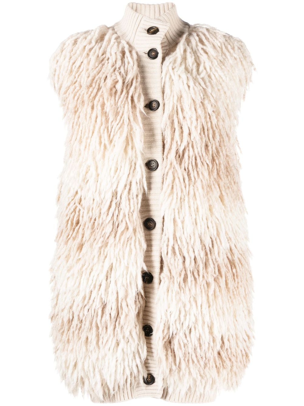 Fringed knit vest - Neutrals