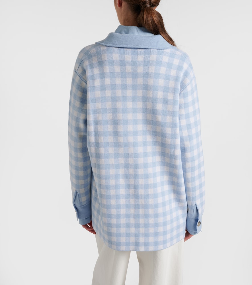 Gingham wool and cashmere cardigan