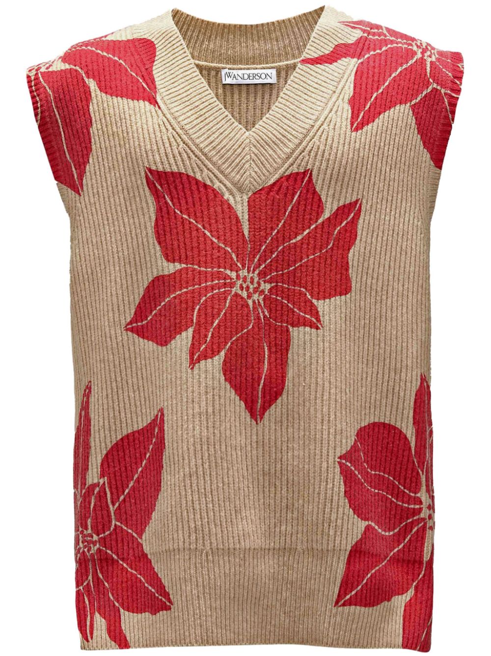 Floral-print sleeveless jumper - Neutrals