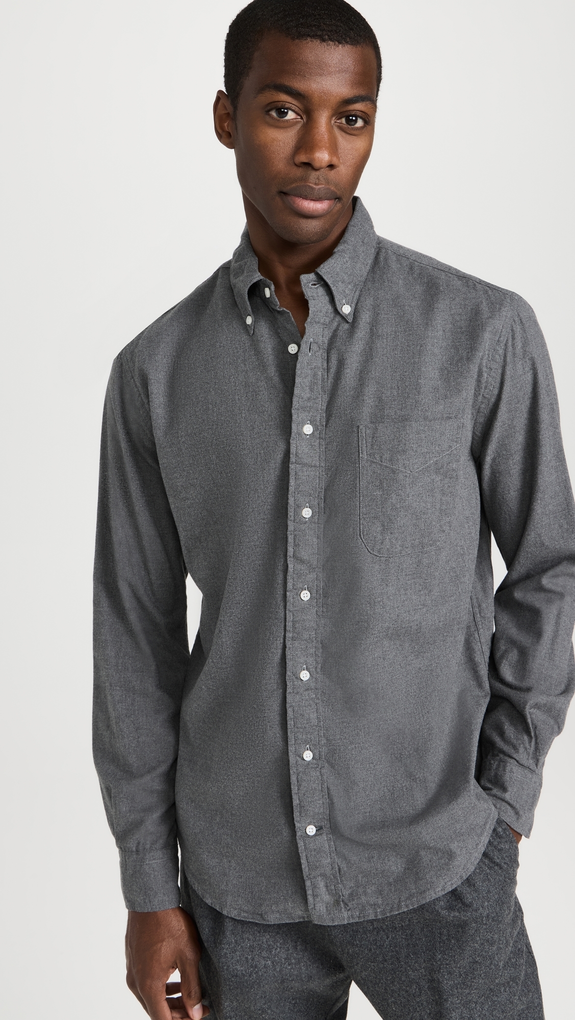 Classic Cotton Flannel Shirt Grey
