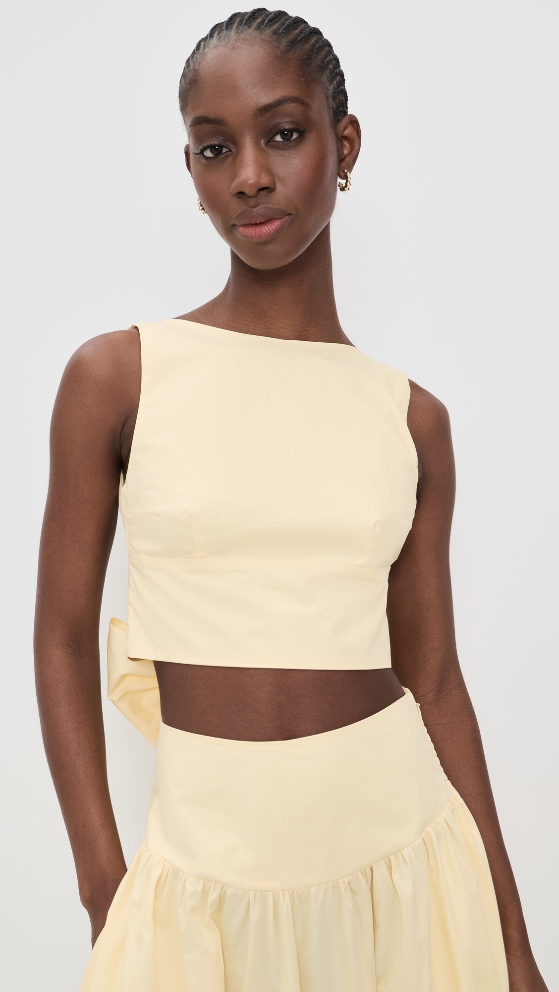 Poplin Open Back Tie Tank Whip Cream