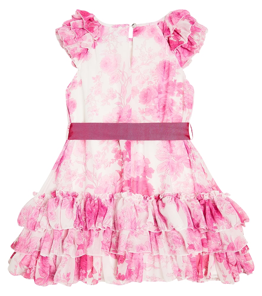 Monnalisa Floral bow-detail georgette dress