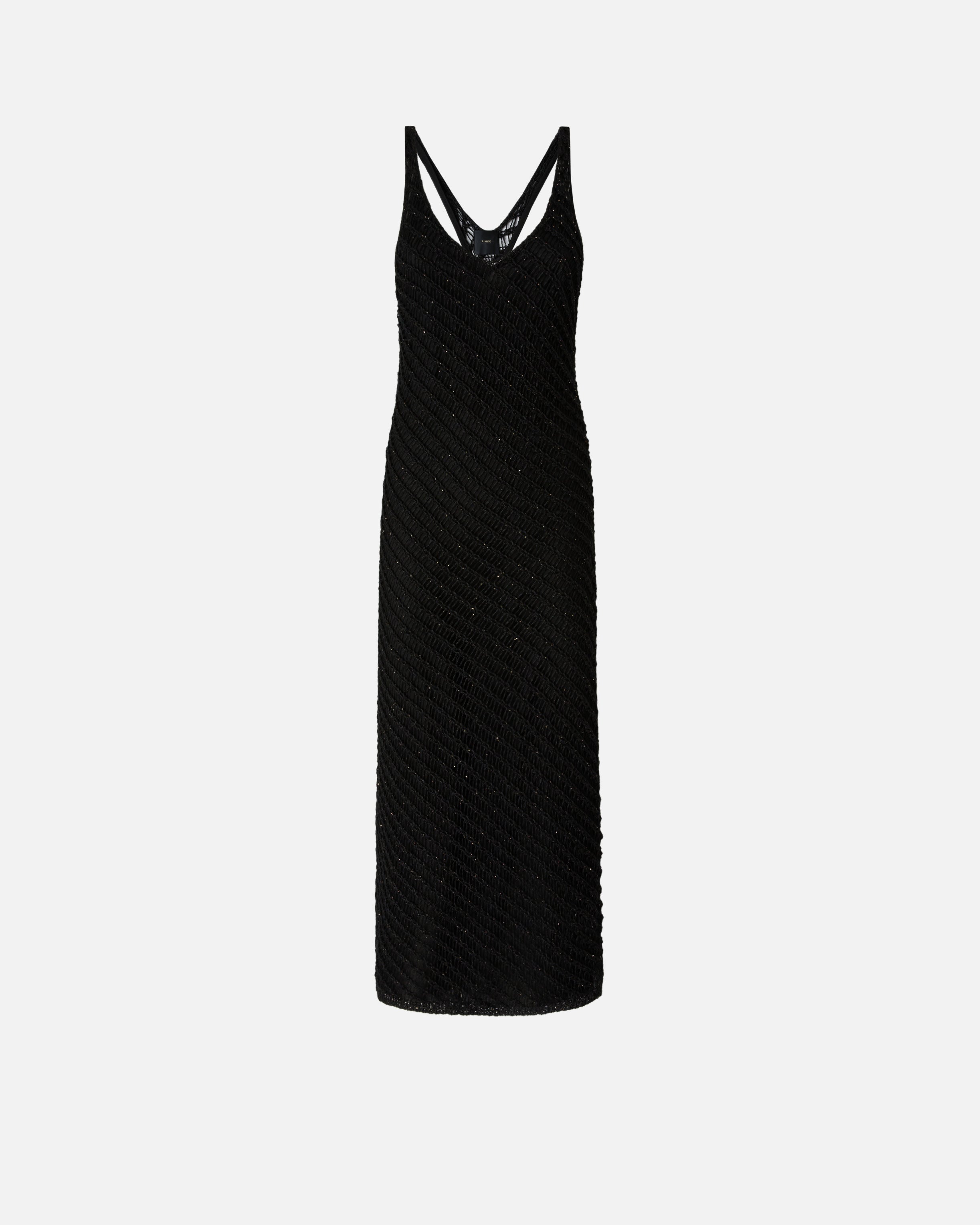 Crochet-effect midi dress with sequins - L