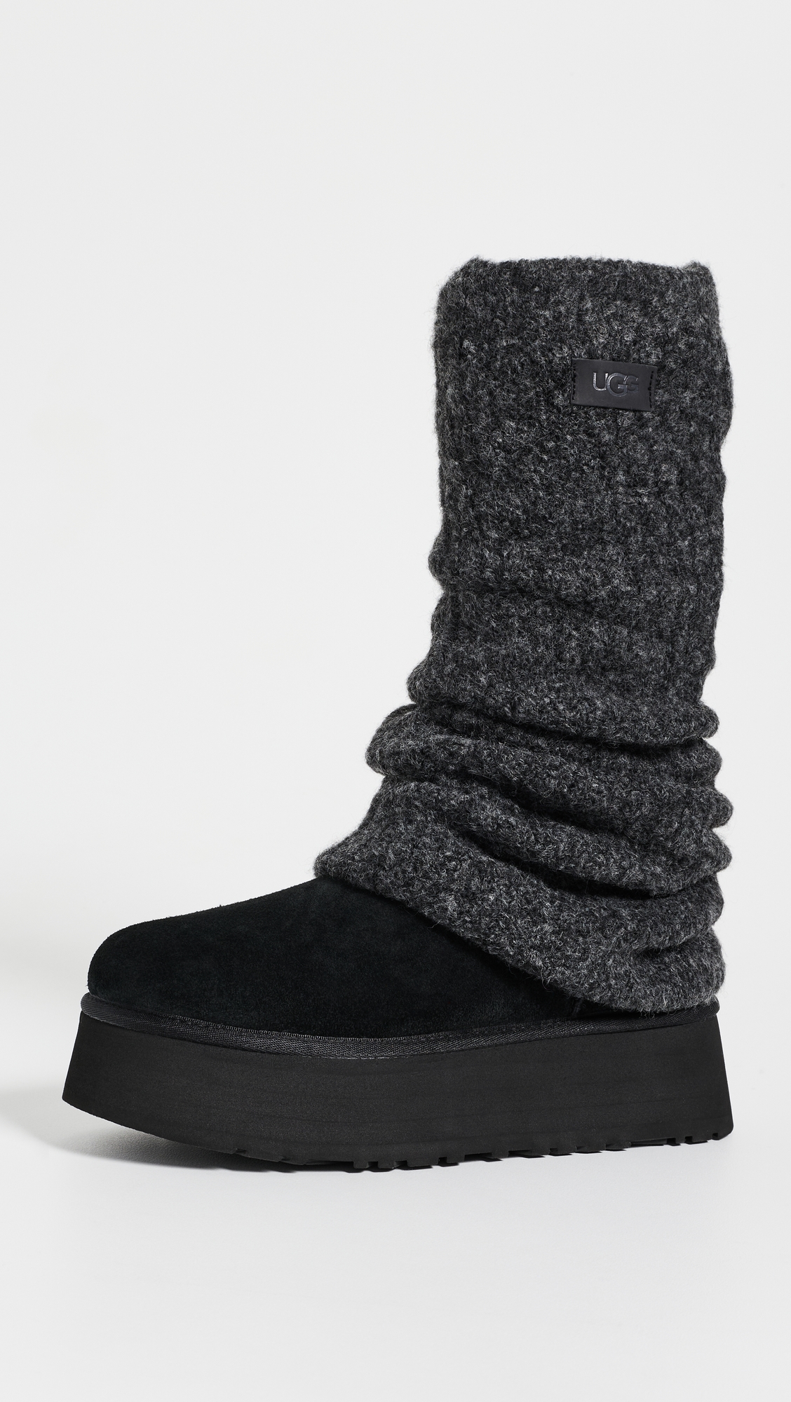 Classic Mini Dipper Legwarmer Suede Boots Black