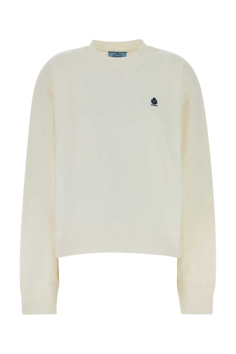 Prada - cotton crew neck sweatshirt ribbed hem cuff