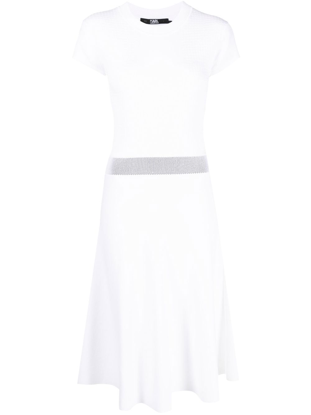 Short-sleeve knit midi dress - White