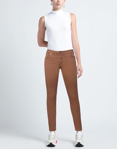 Woman Pants Brown Size 10 Cotton, Elastane