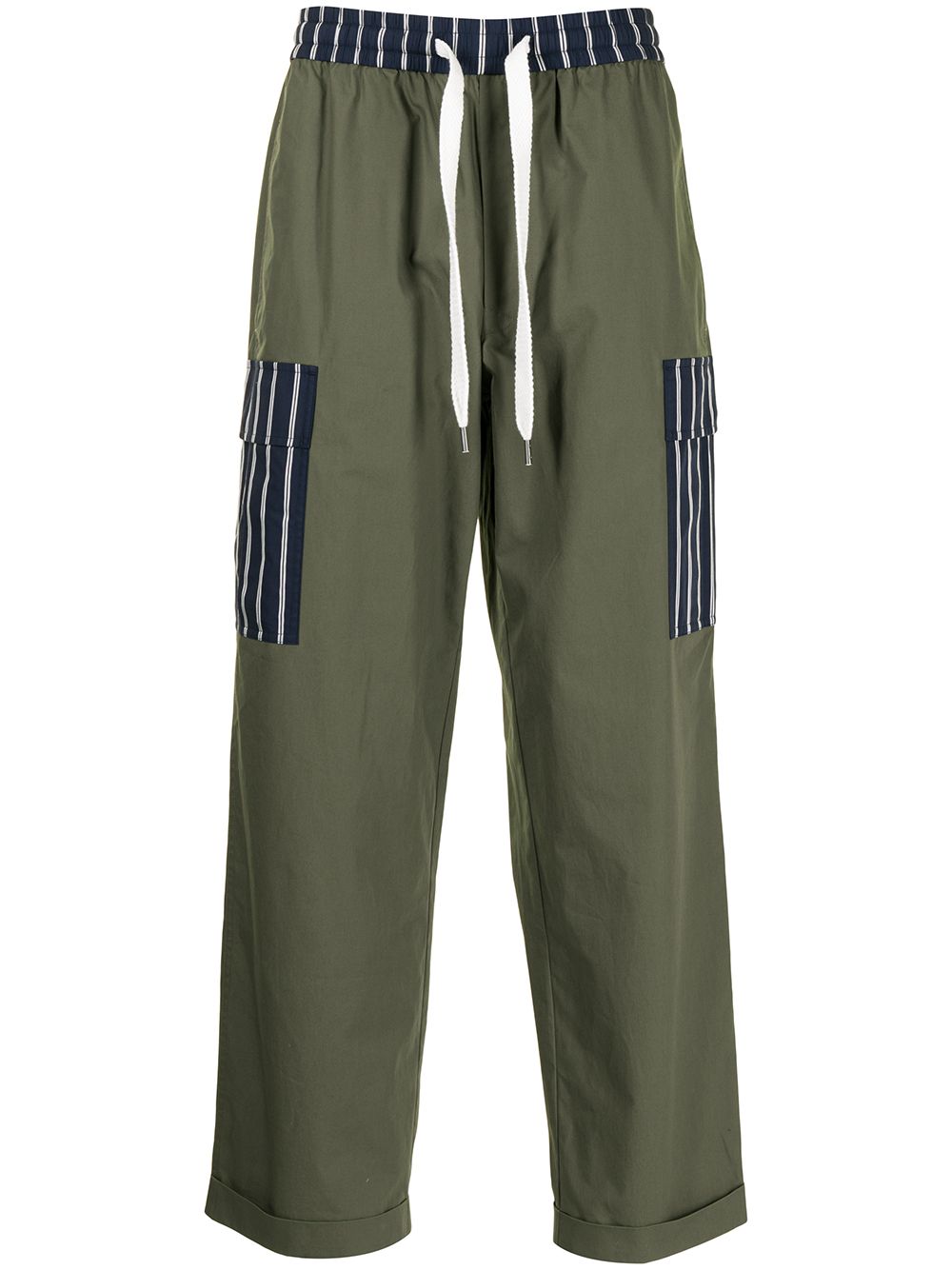 Striped-panel drawstring trousers - Green