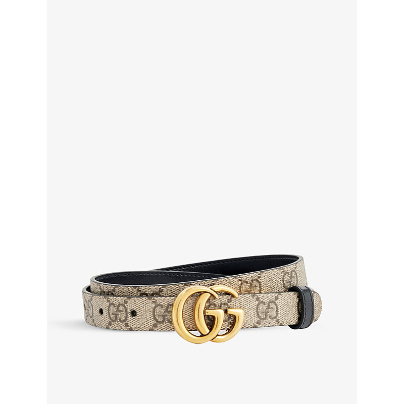 Womens Be Ebony/nero Reversible Logo-buckle Leather Belt