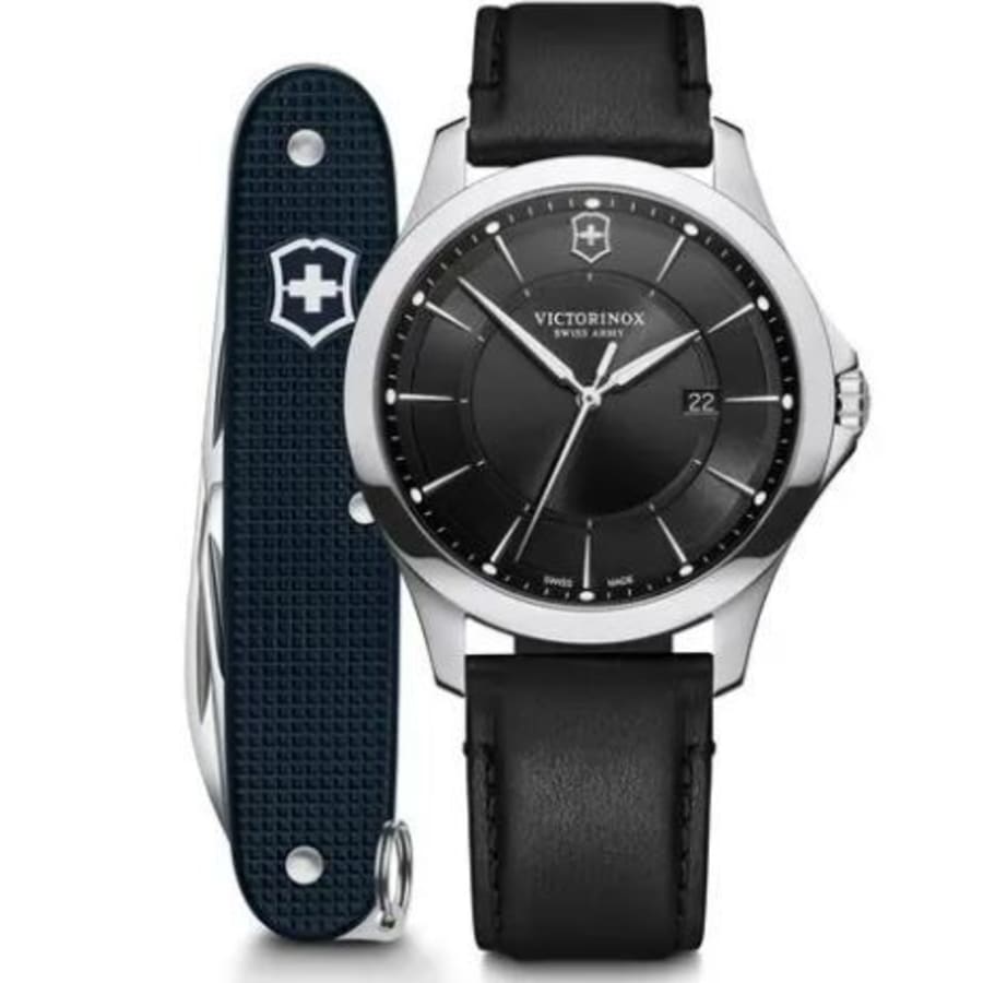 Alliance Quartz Black Dial Leather Strap Men's Watch 241904.1